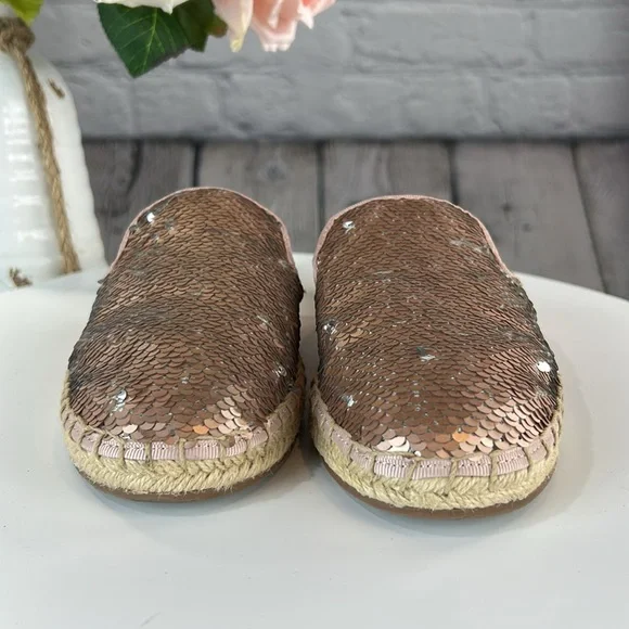 CIRCUS BY SAM EDELMAN LEANNE Rose Gold Silver Mermaid Sequin Slip On Flats - Picture 6 of 17
